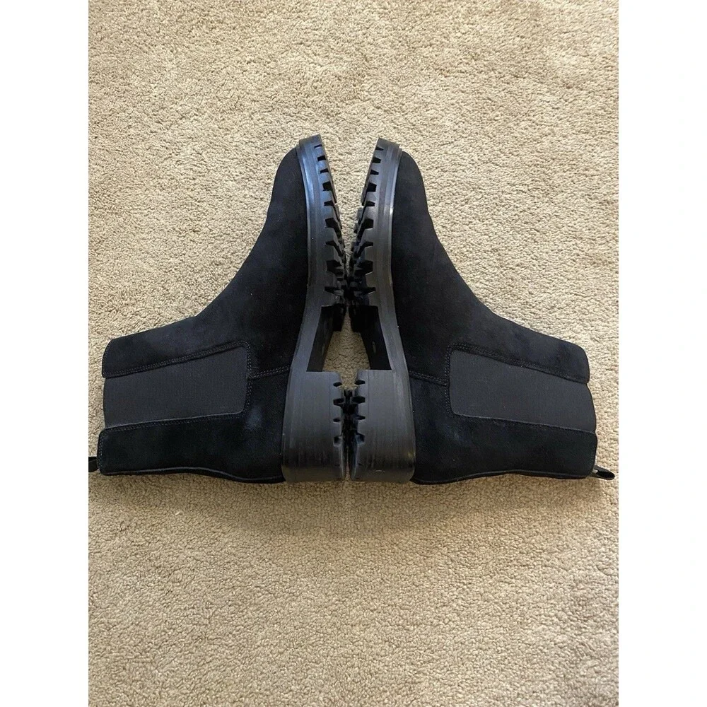Quince Italian Suede Lug Sole Chelsea Boots Black Quiet Luxury Women’s Size 9